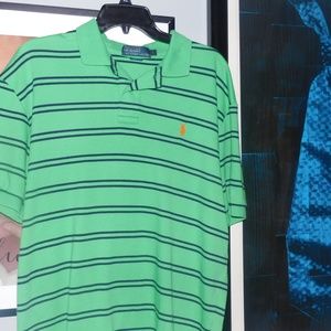 Ralph Lauren Men's Striped Polo GREEN with NAVY st